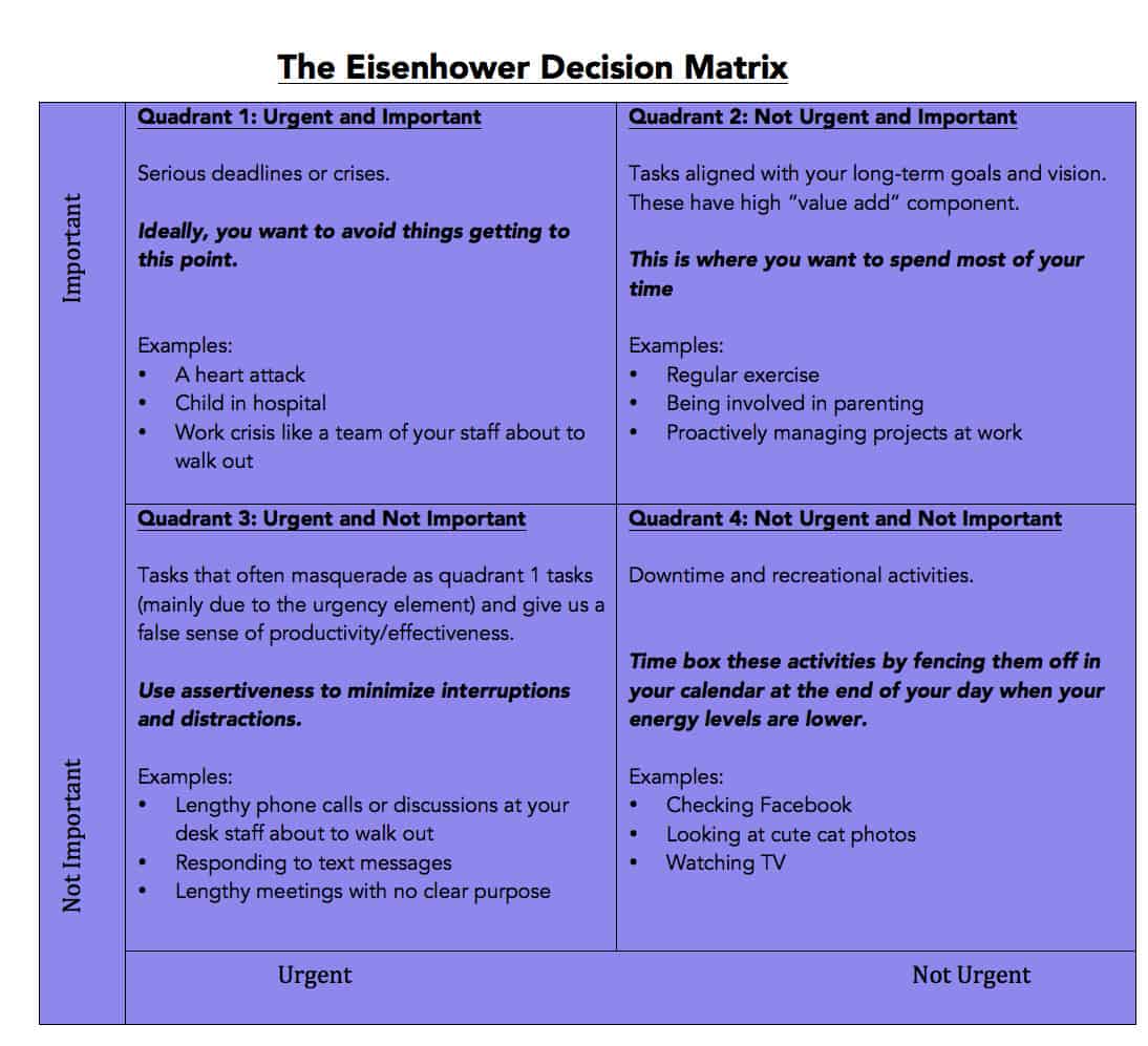 Urgent Important Matrix Examples